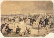 Winslow Homer Skating in Central Park oil painting reproduction
